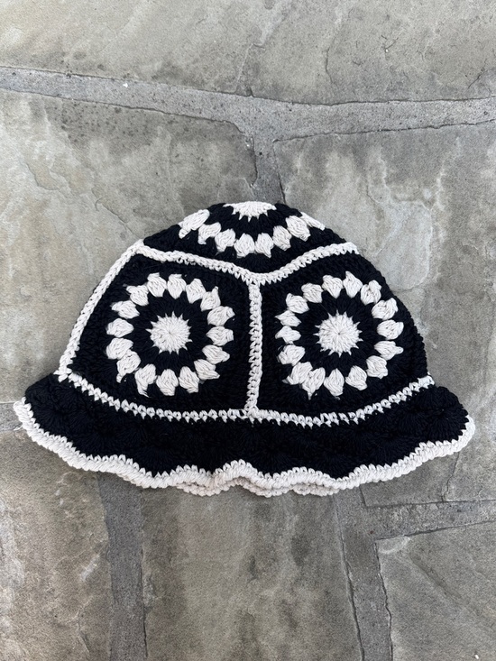 Accessories - Black & White Crochet Bucket Hat